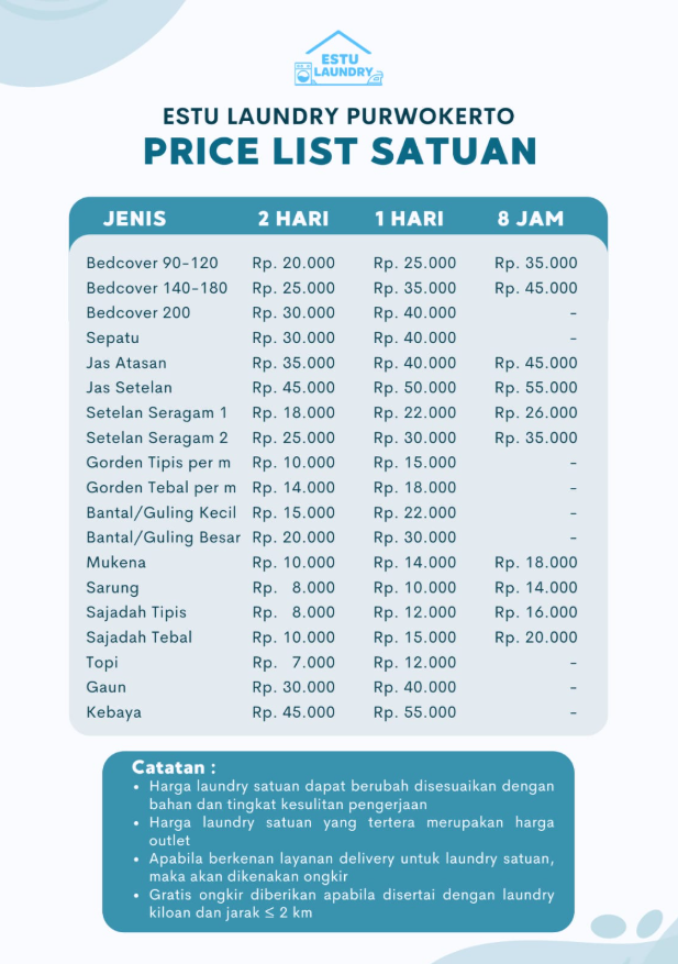 Pricelist Estu Laundry 3